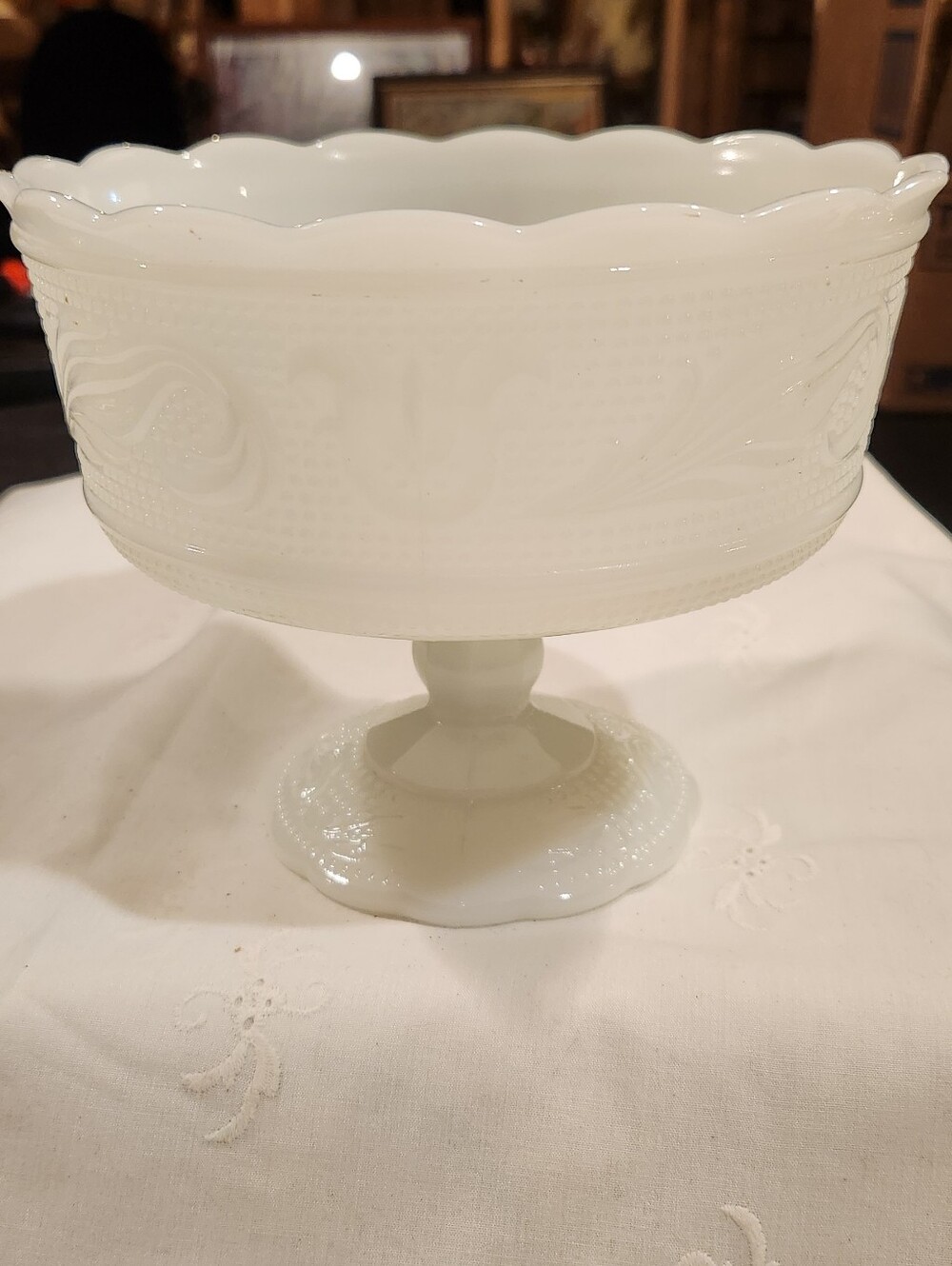 Milk Glass E.O. Brody Co Pedestal Compote/Candy Dish M6000 Made in USA